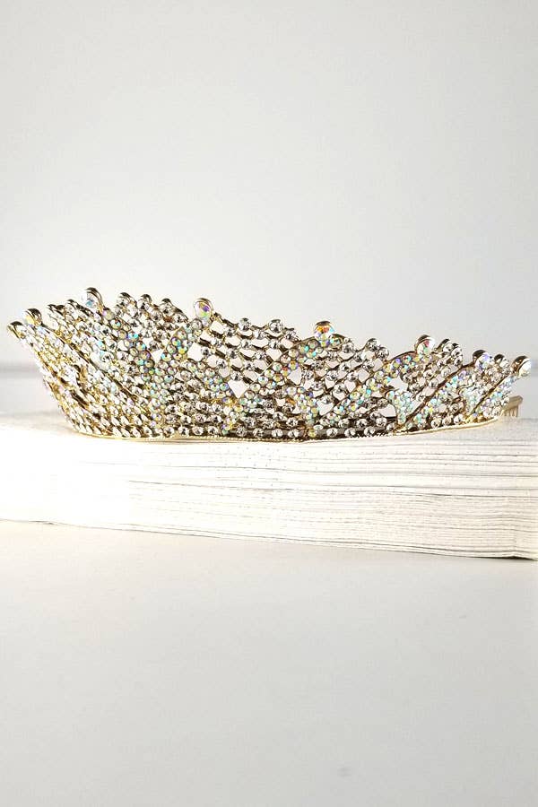 One Size Fits All Metal Tiara With Jewels HT883-