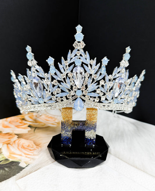 Sky Blue Gemstone Crown, Bridal Headpiece, Wedding Headband
