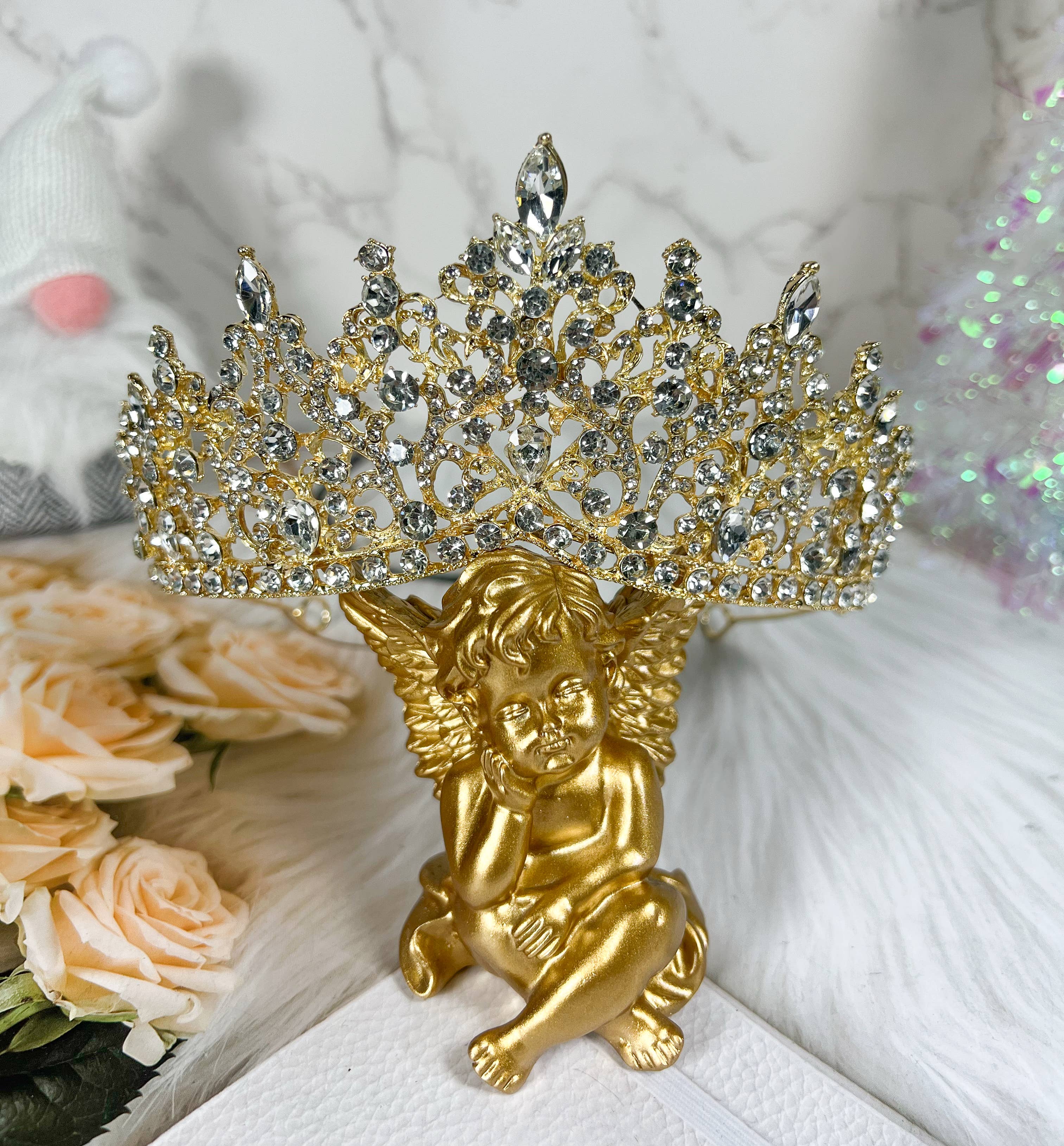Gold Rhinestone Tiara - CR128