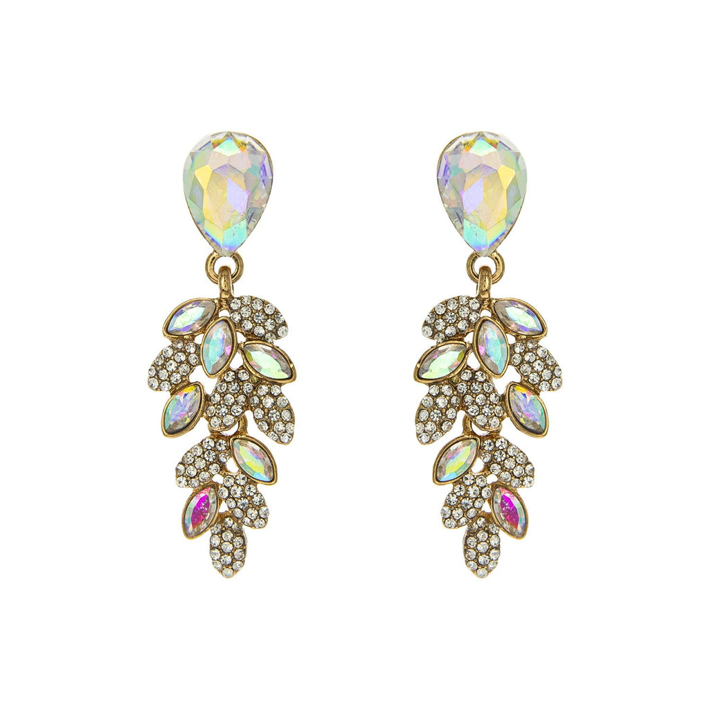 Teardrop Post Multi Rhinestone & Pave Drop Dangle Earrings