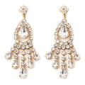 Gold Crystal Rhinestone Chandelier Dangle Earrings