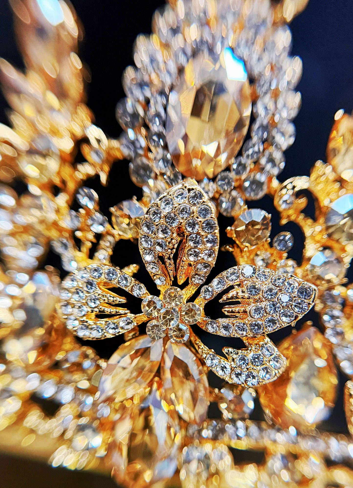 Princess Floral Tiara, Birthday Crown, Amber Crystal Tiara