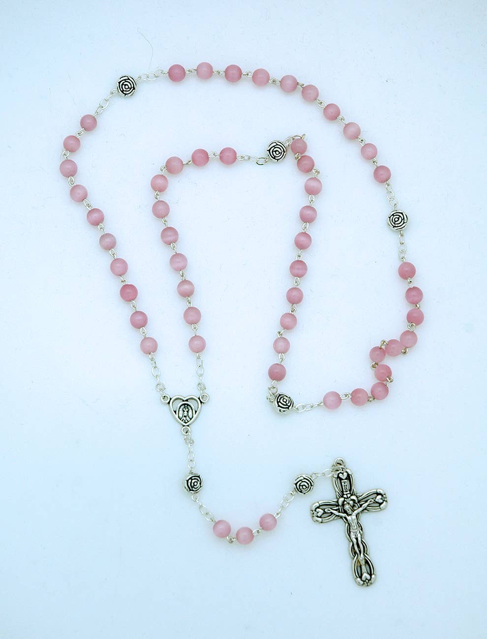 P603P-6- Pink Cat's Eye Rosary