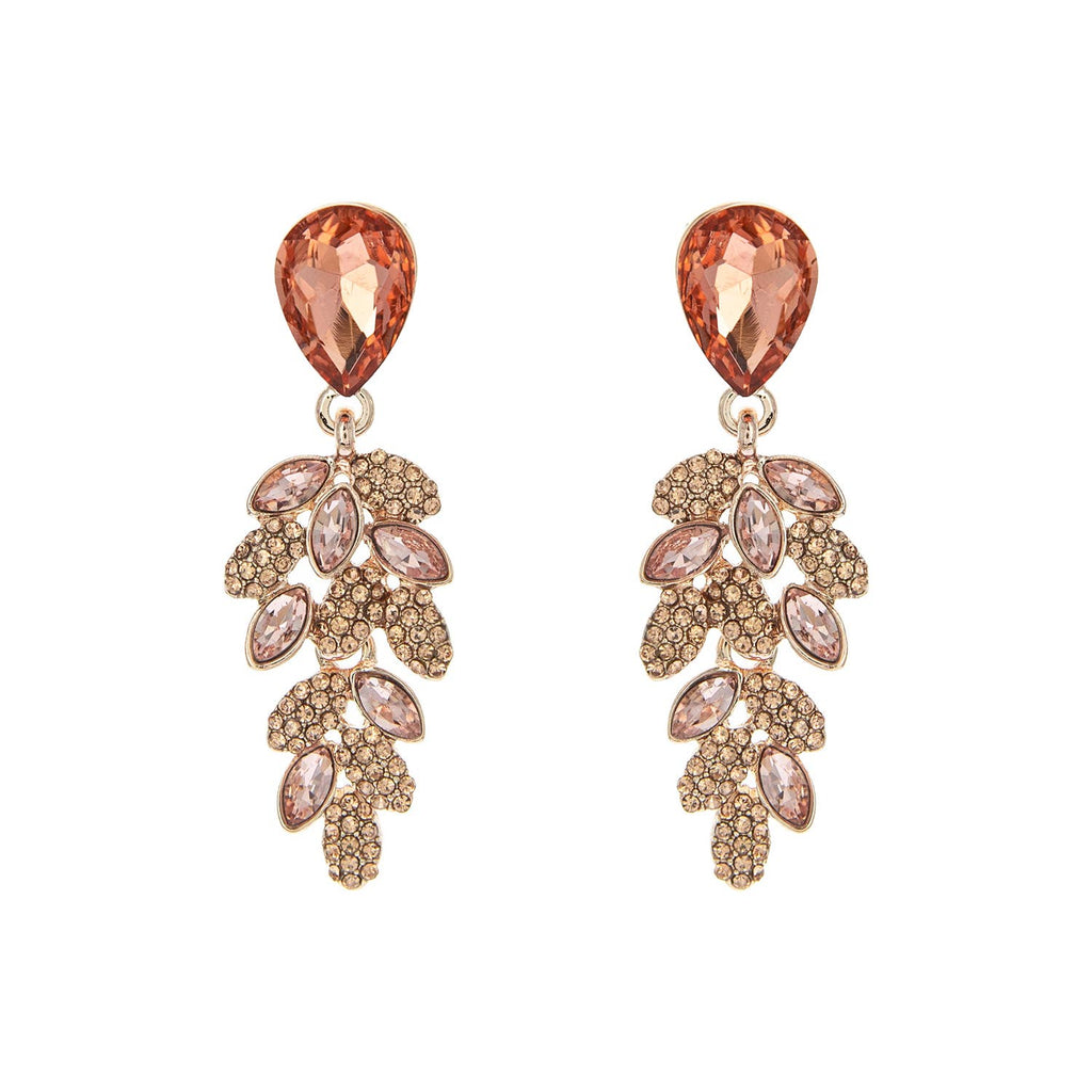 Teardrop Post Multi Rhinestone & Pave Drop Dangle Earrings