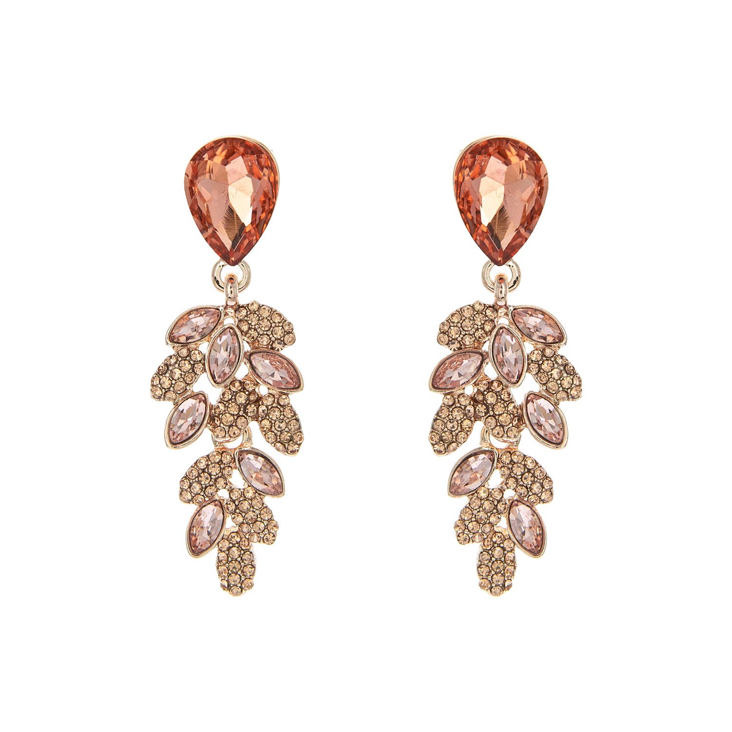 Teardrop Post Multi Rhinestone & Pave Drop Dangle Earrings
