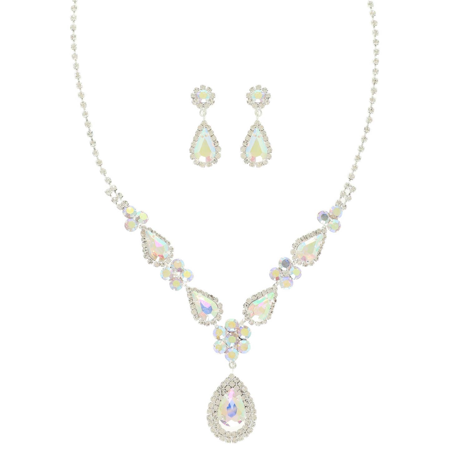 Teardrop Crystal Statement Necklace Set