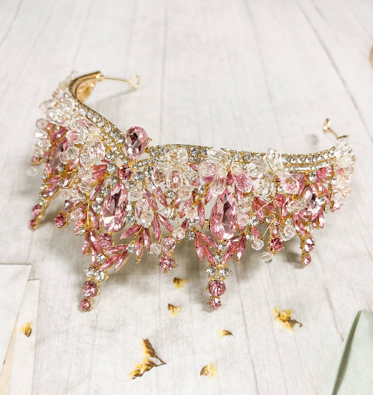 Pink Crystal crown Flower girl crown Birthday Princess tiara