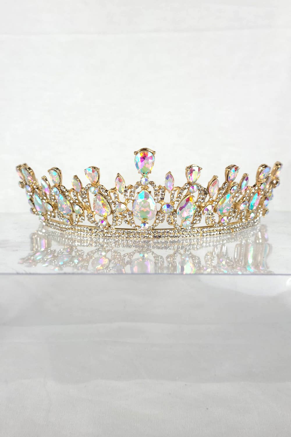 CR 165 HT939 Metal Tiara With Jewel Rhinestones.