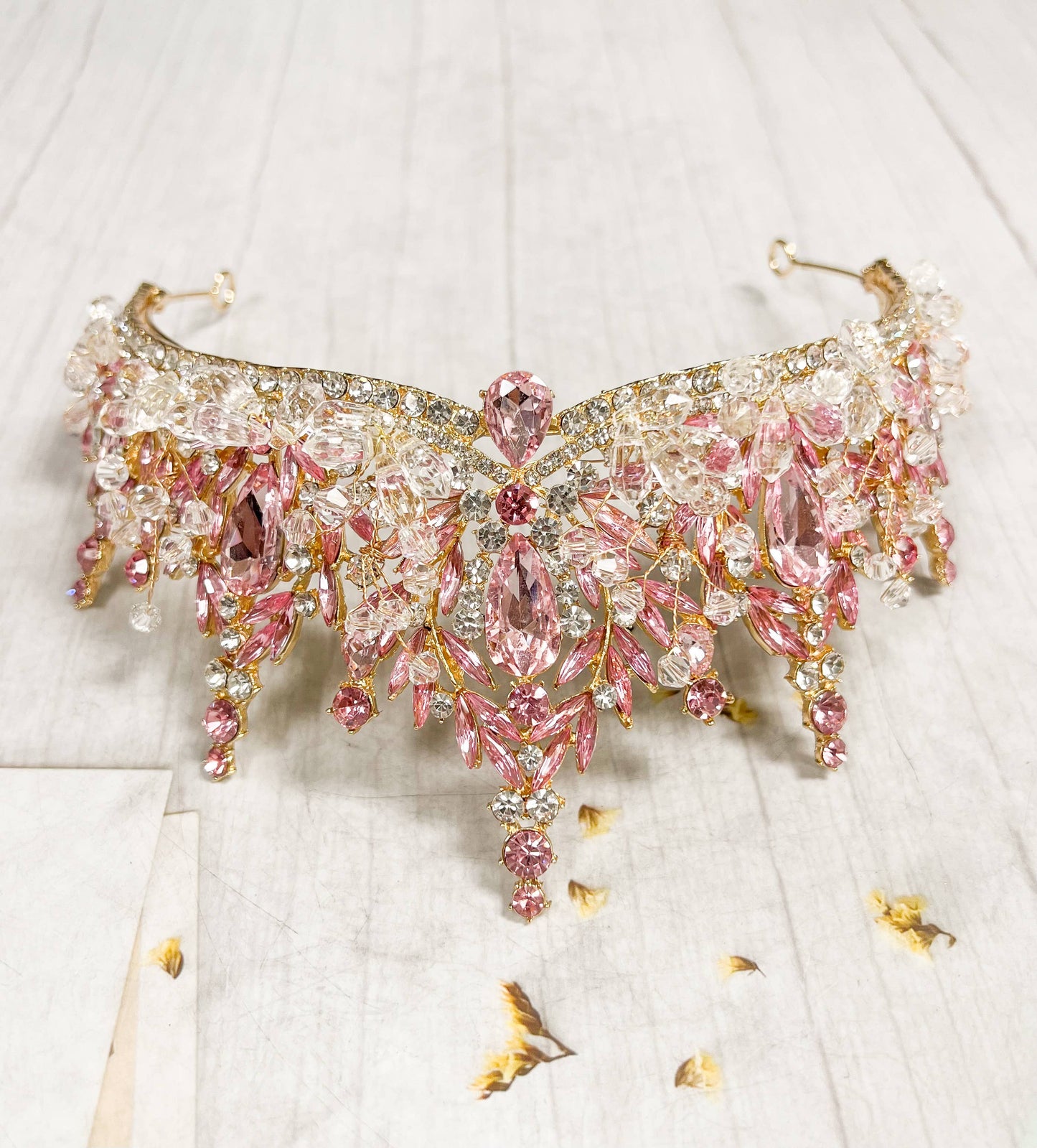 Pink Crystal crown Flower girl crown Birthday Princess tiara