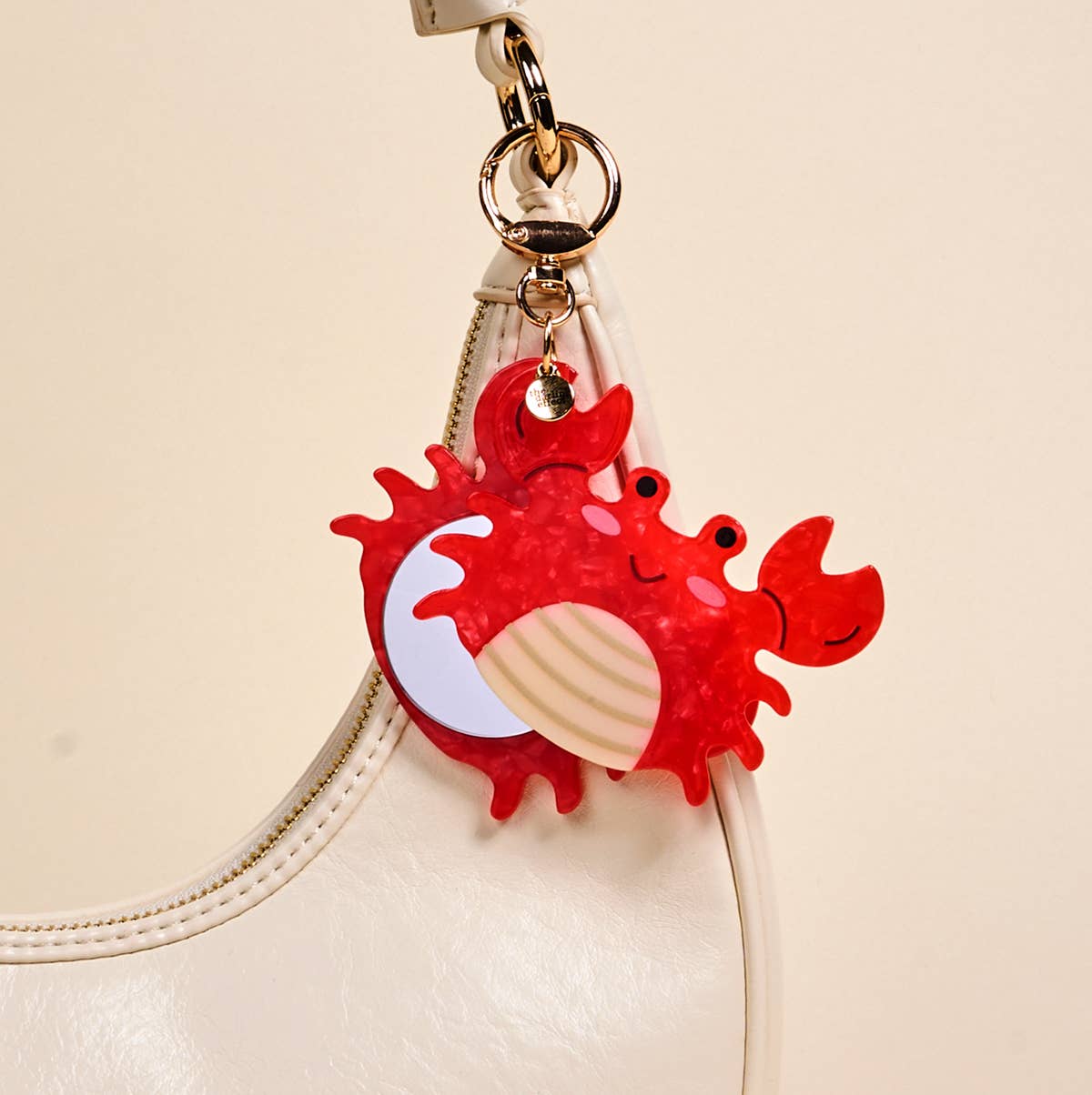 Mini Mirror Bag Charm–Crab