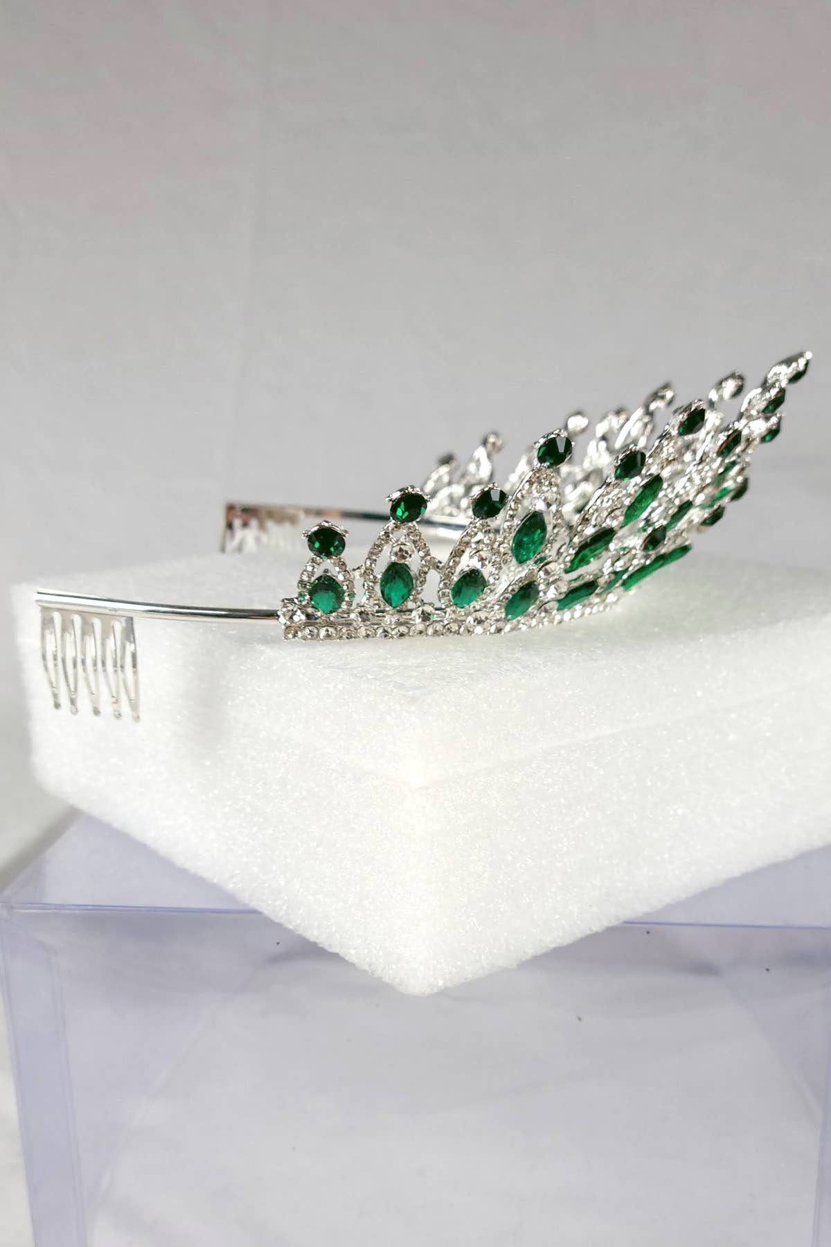 CR 158 HT974 Tiara with navy blue jewel rhinestones