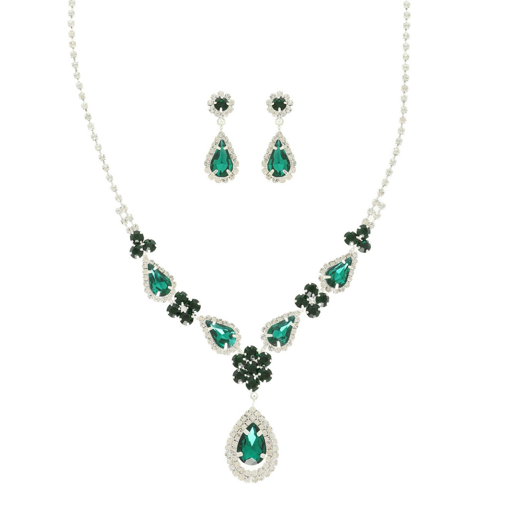 Teardrop Crystal Statement Necklace Set