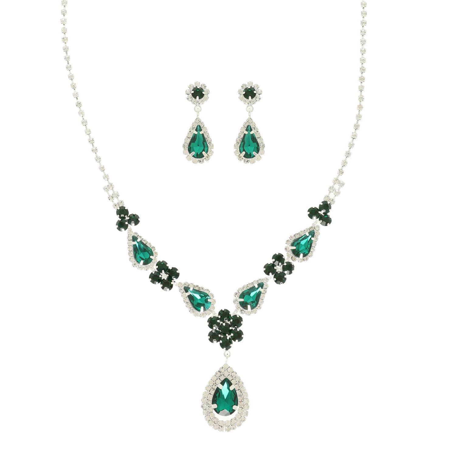 Teardrop Crystal Statement Necklace Set