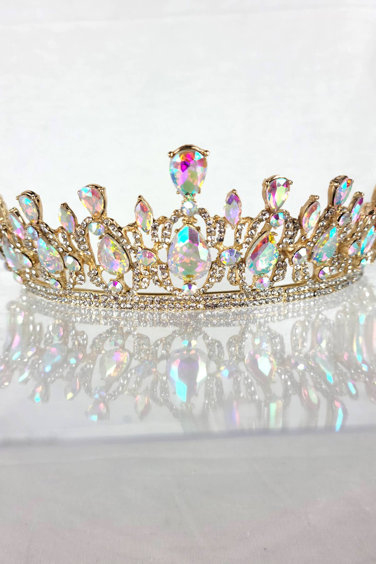 CR 165 HT939 Metal Tiara With Jewel Rhinestones.