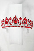 CR 164 HT938 Metal tiara with red jewel rhinestones