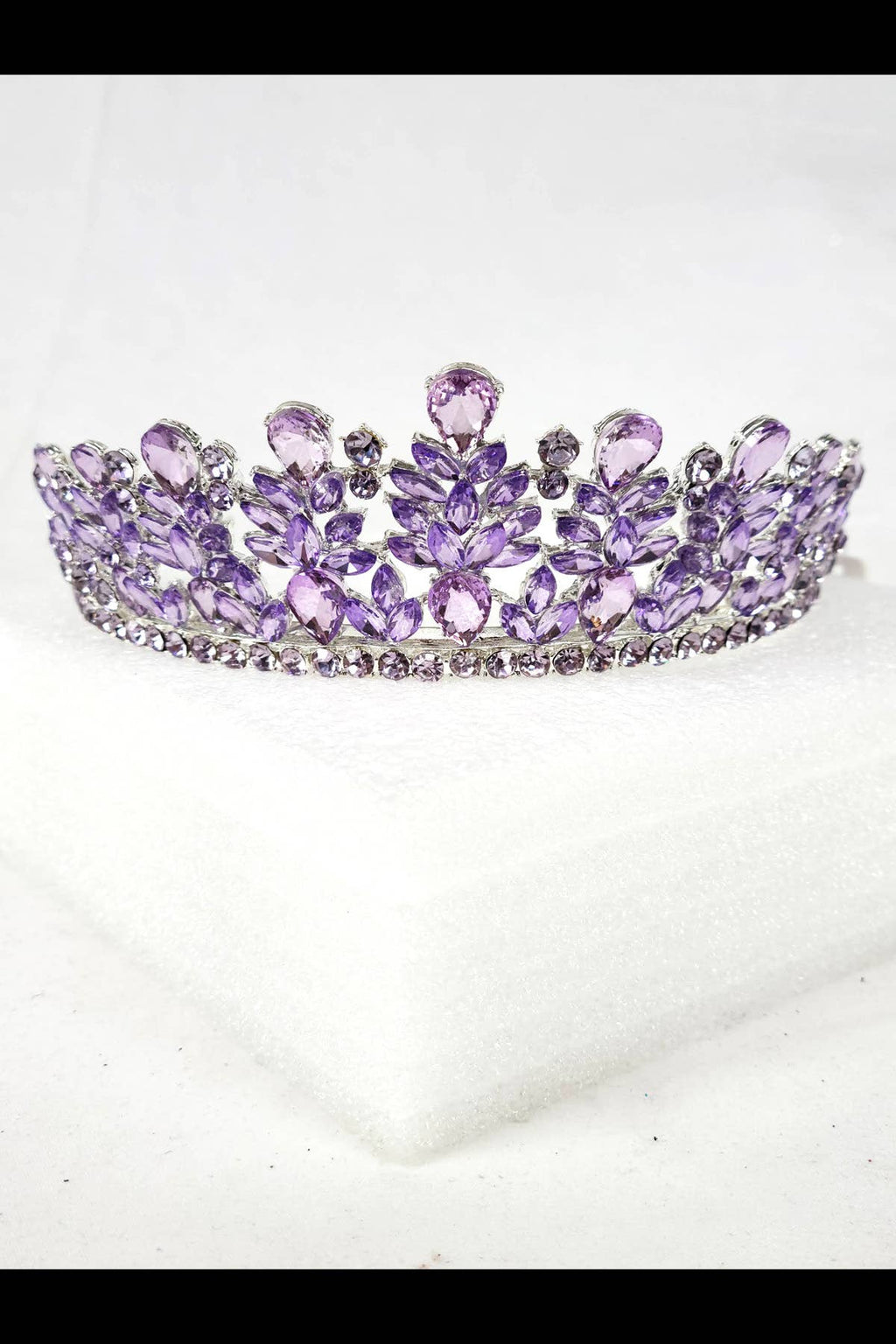 CR 163 HT971 Metal tiara with jewel rhinestones Lavender