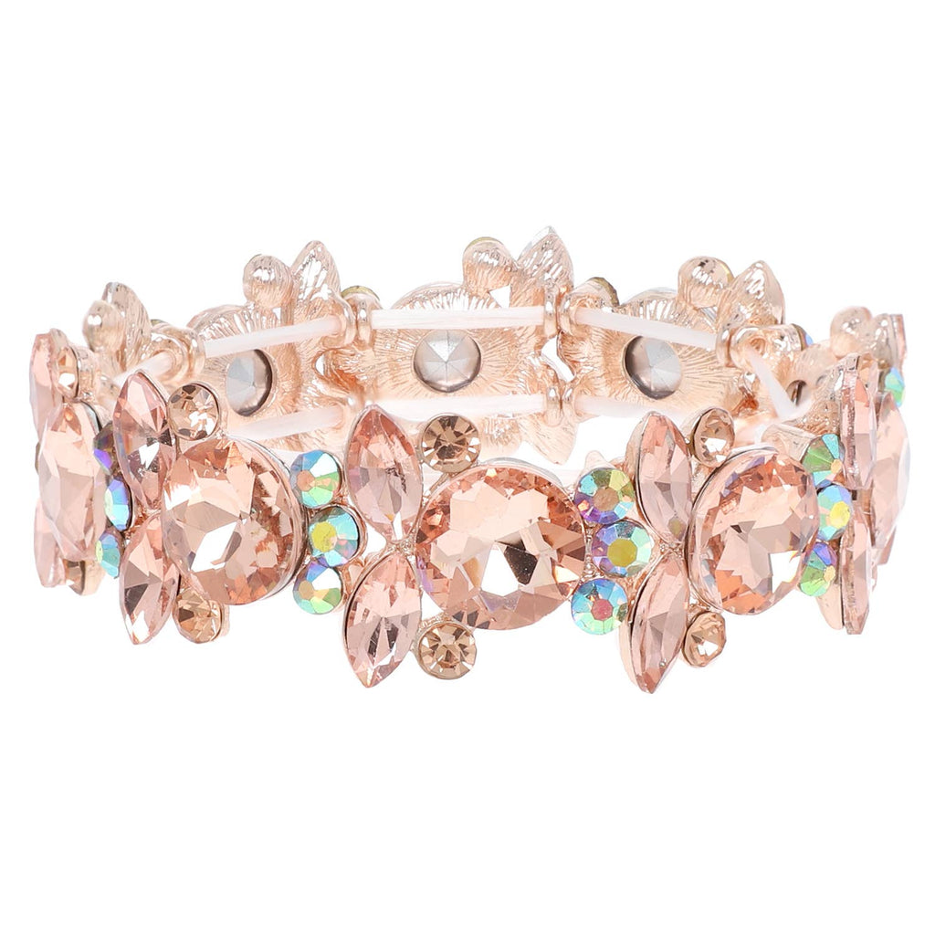 Baroque Crystal Gemstone Cluster Stretch Bracelet