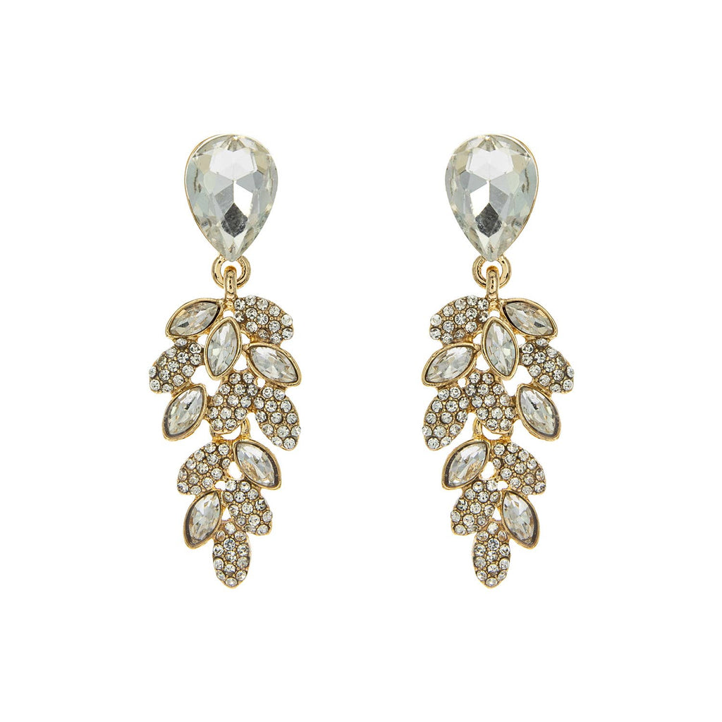 Teardrop Post Multi Rhinestone & Pave Drop Dangle Earrings