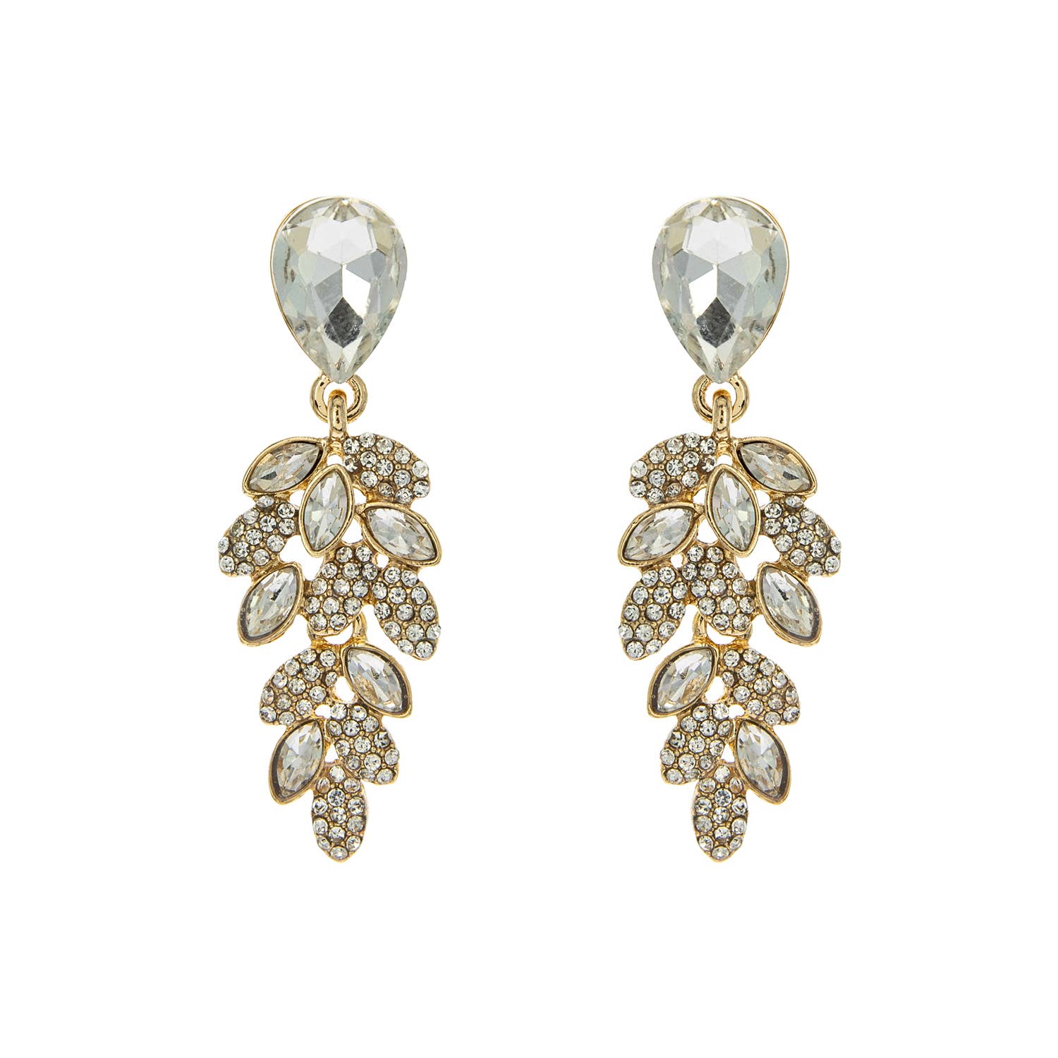 Teardrop Post Multi Rhinestone & Pave Drop Dangle Earrings