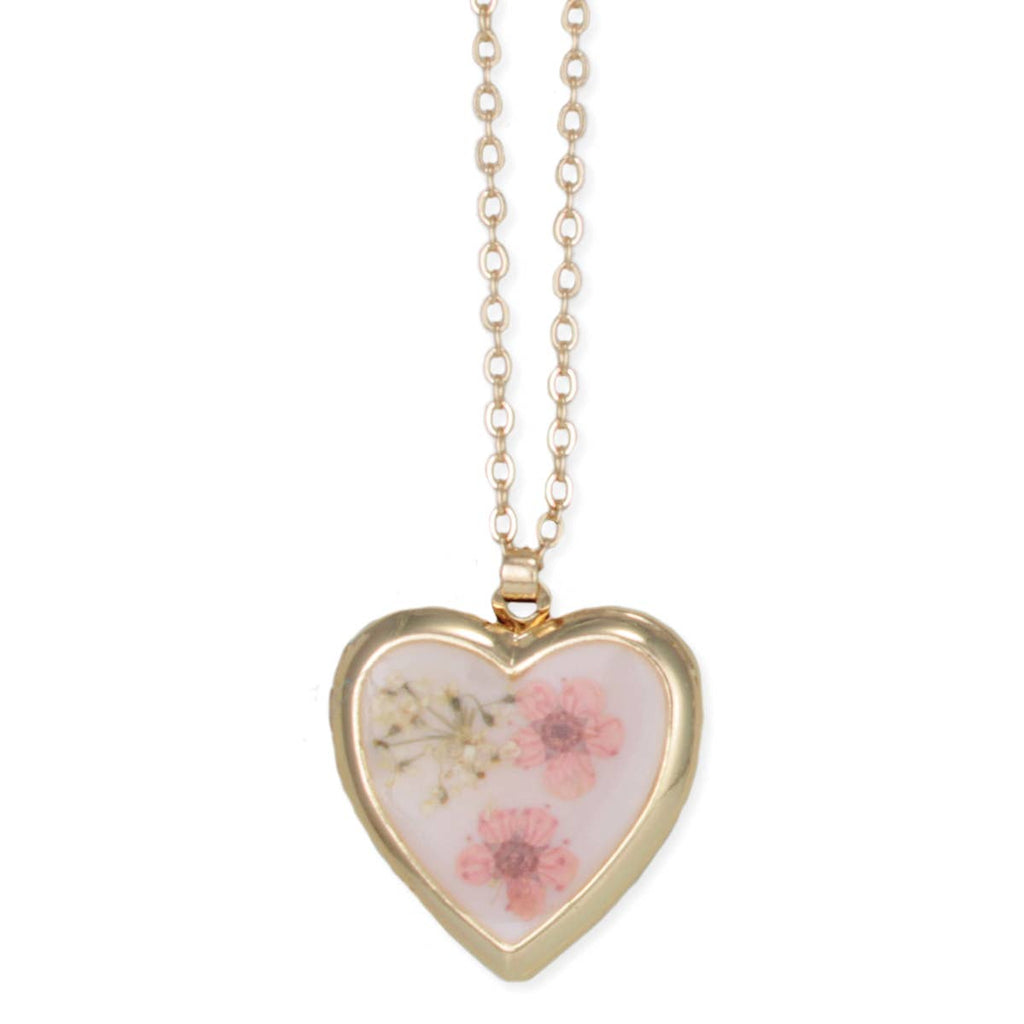 Floral Memories Pink Dried Flower Locket Necklace
