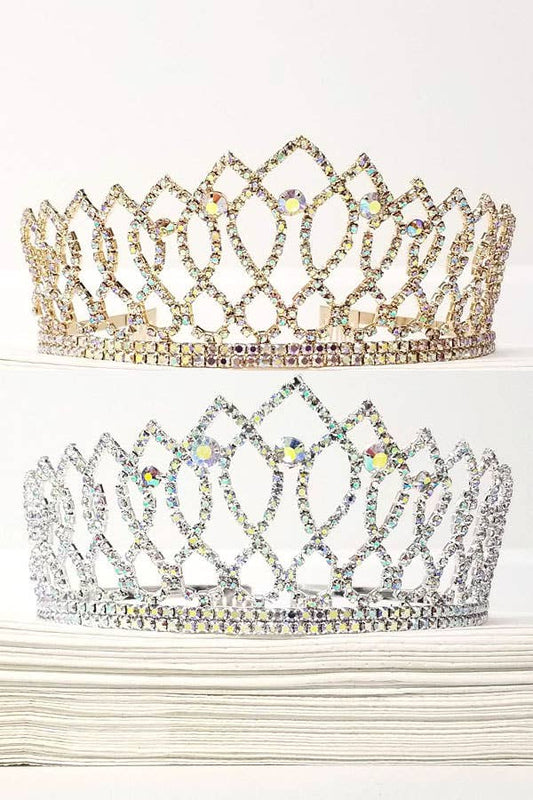 One Size Fits All Metal Tiara With Jewels JT202-