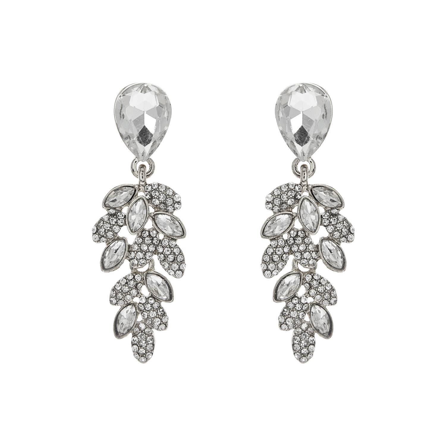 Teardrop Post Multi Rhinestone & Pave Drop Dangle Earrings