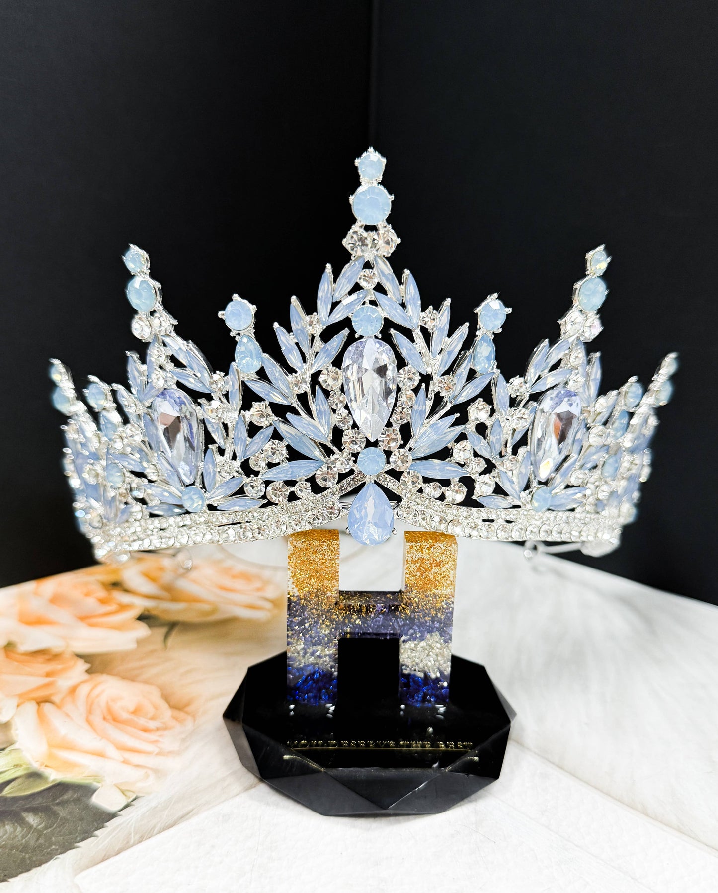 Sky Blue Gemstone Crown, Bridal Headpiece, Wedding Headband