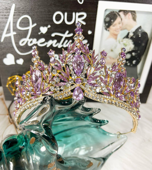 Purple tiara, Lavender crown, Victorian tiara, Crystal crown