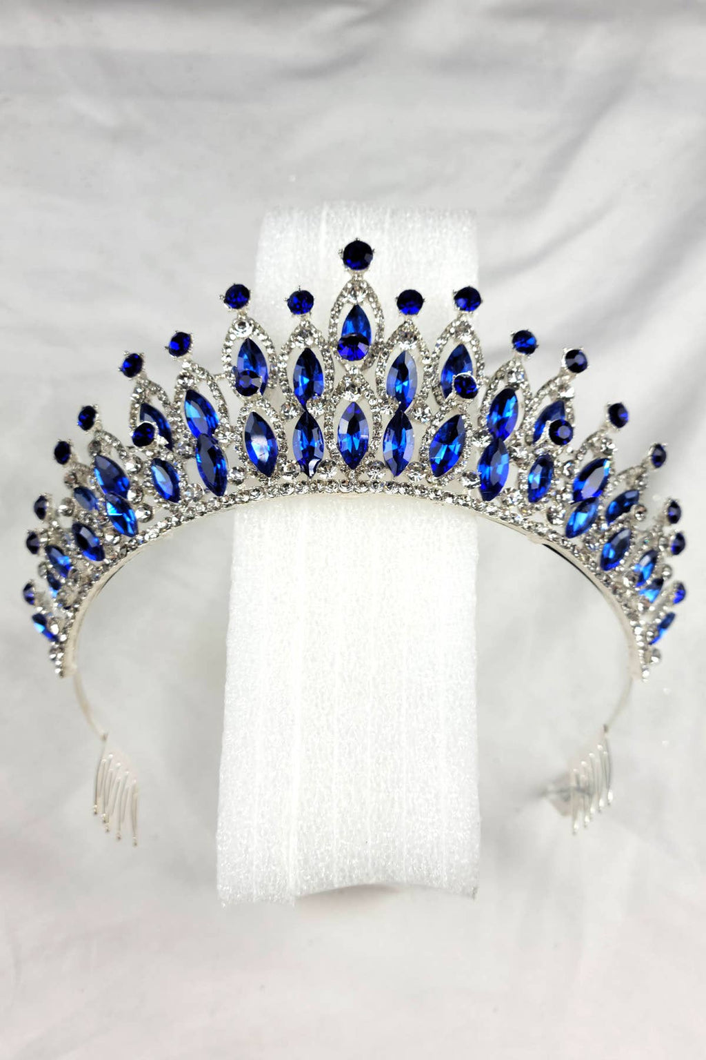 CR 158 HT974 Tiara with navy blue jewel rhinestones