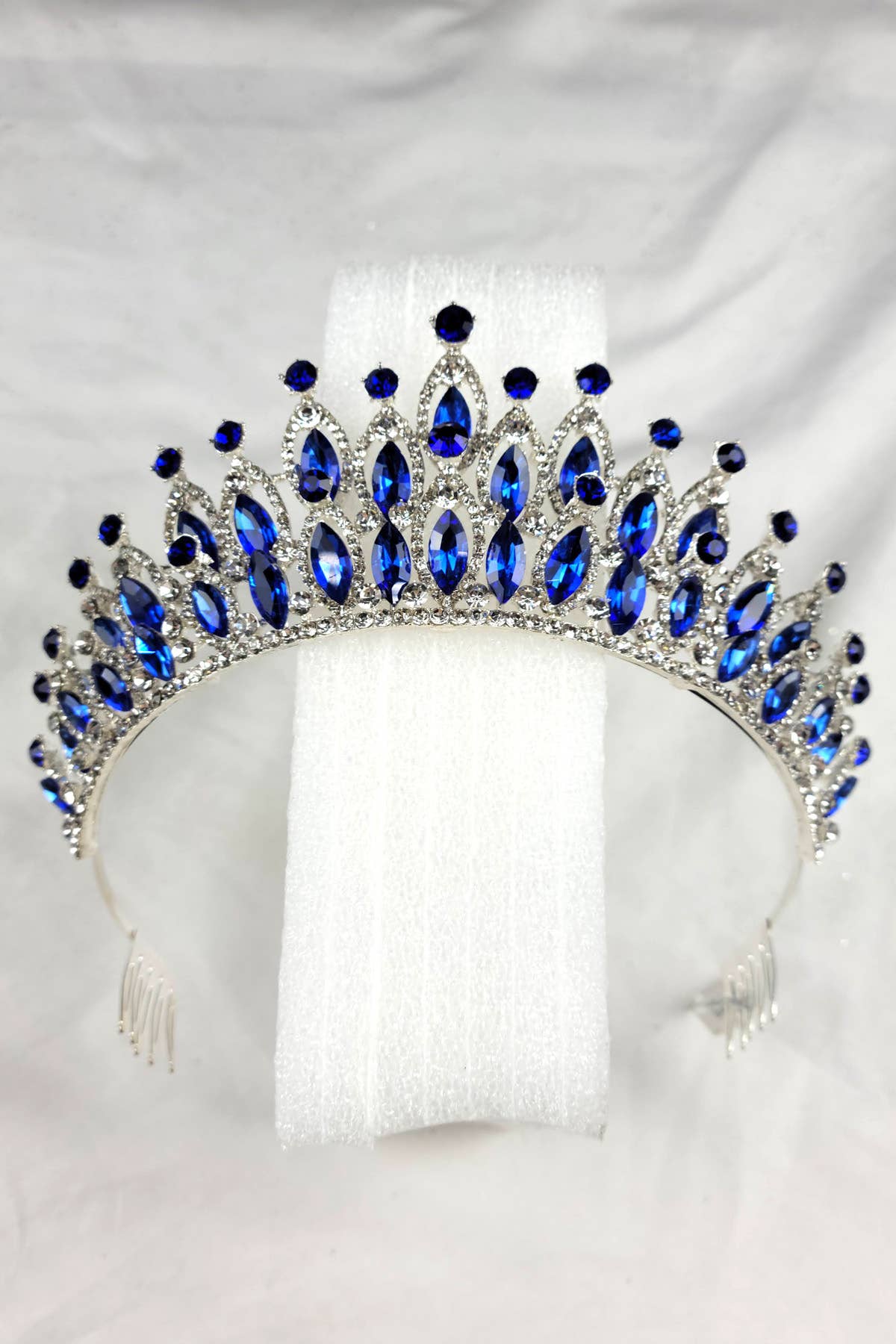 CR 158 HT974 Tiara with navy blue jewel rhinestones