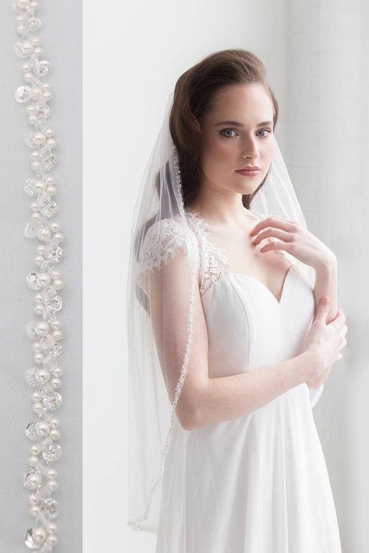 Pearl Beaded Wedding Veil