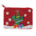 Cactus Christmas Tree Beaded Coin Purse