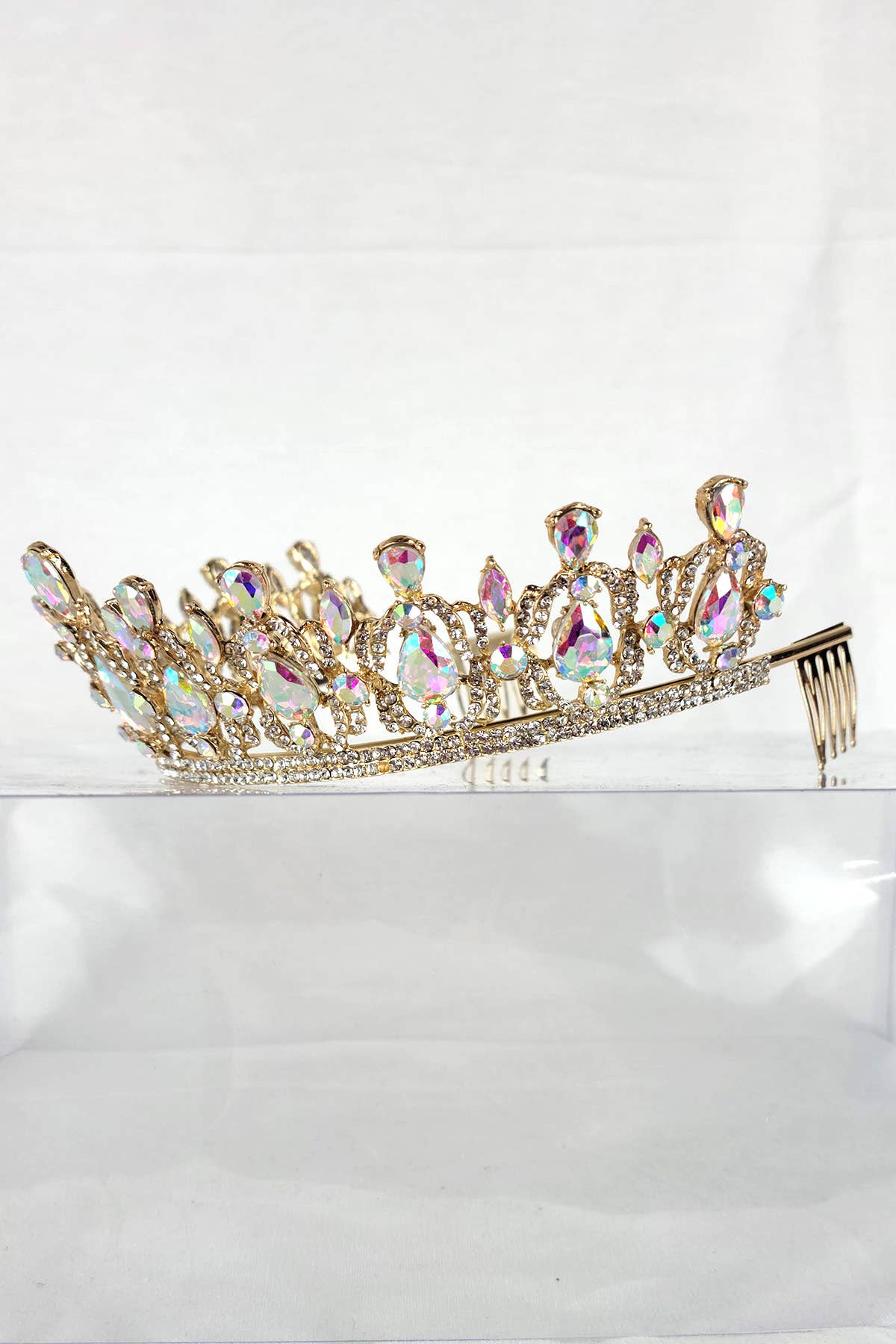 CR 165 HT939 Metal Tiara With Jewel Rhinestones.