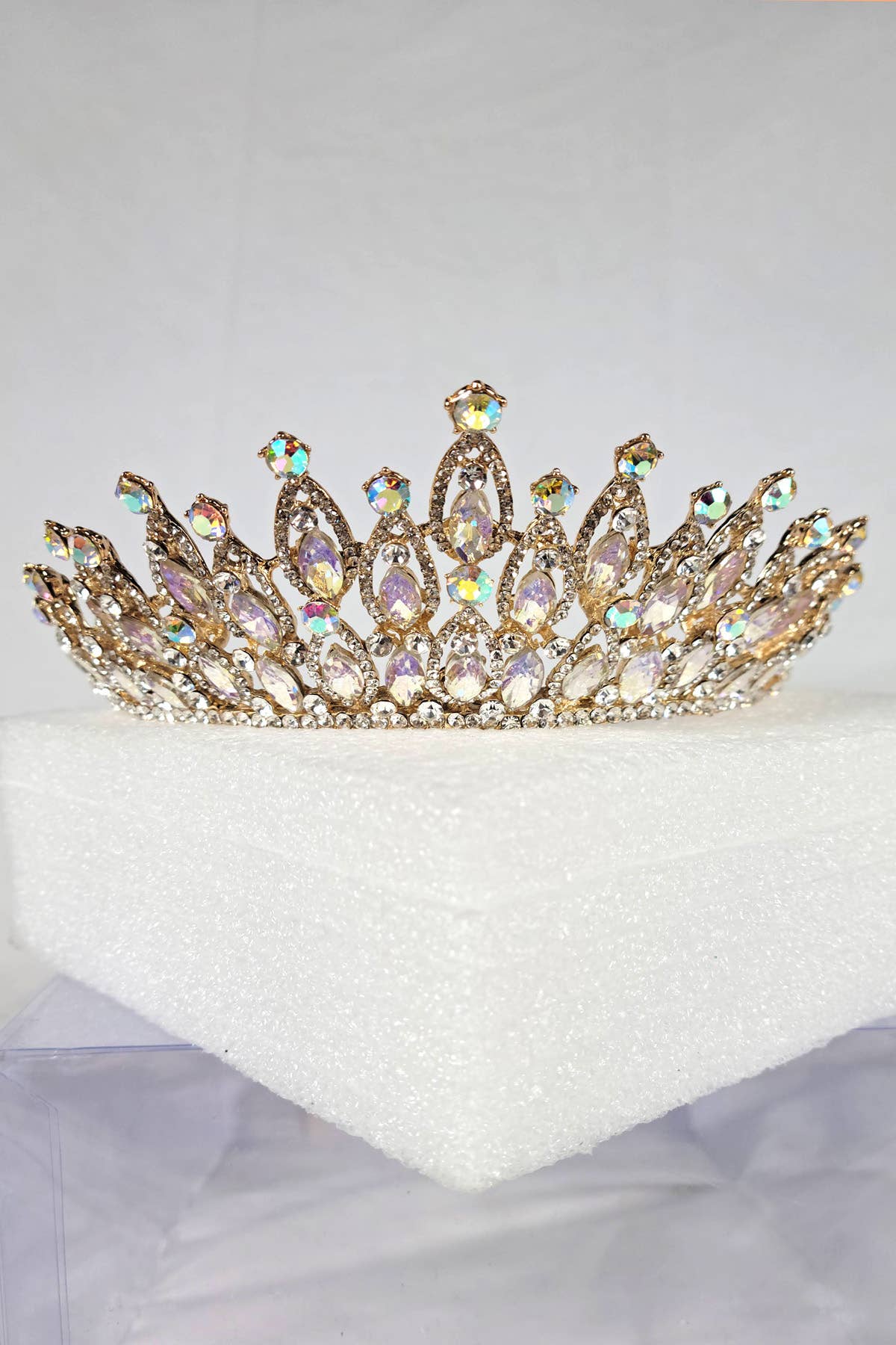 CR 158 HT974 Tiara with navy blue jewel rhinestones