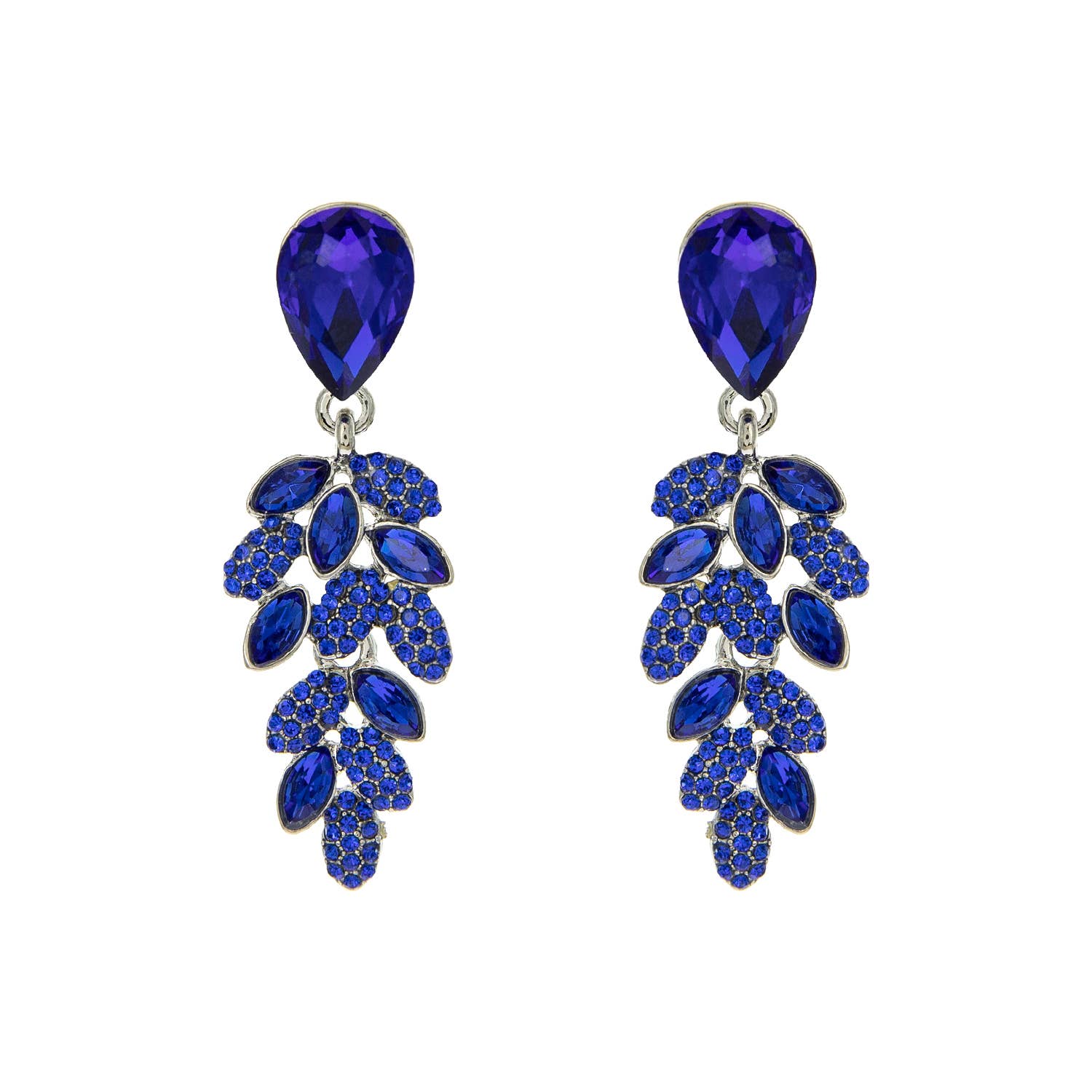 Teardrop Post Multi Rhinestone & Pave Drop Dangle Earrings