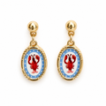 Vintage Lobster Cameo Earrings – Ornate Gold Oval Drops