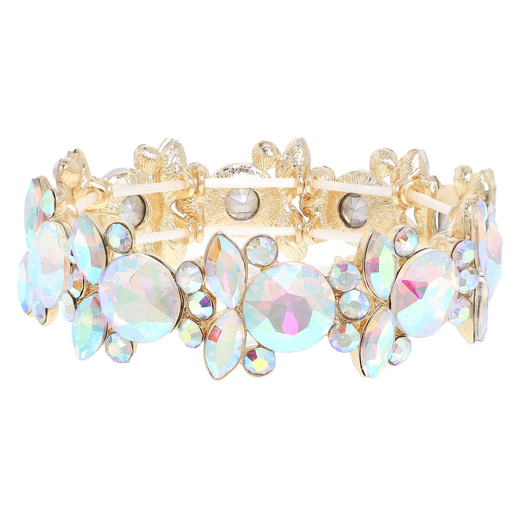 Baroque Crystal Gemstone Cluster Stretch Bracelet