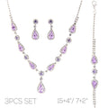 3pc Rhinestone Crystal Teardrop Jewelry Set