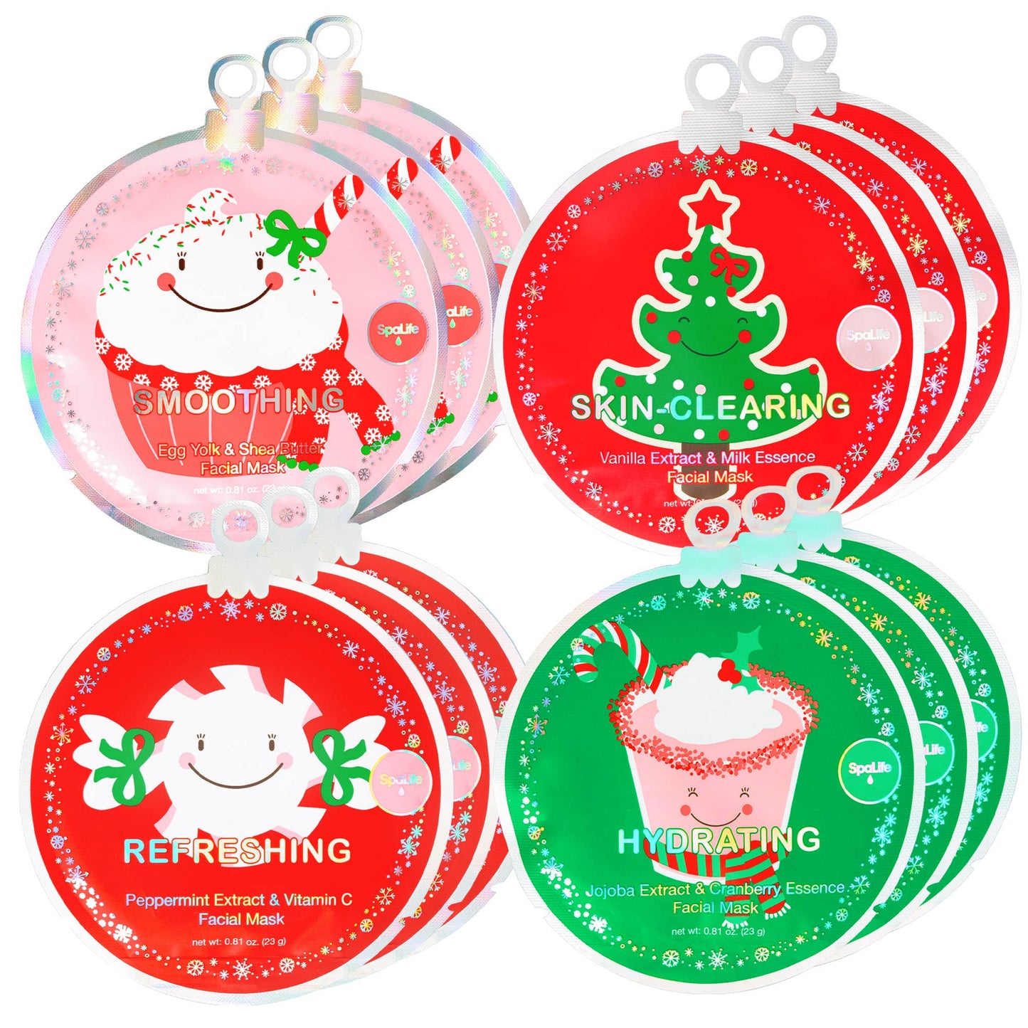 Christmas Holiday Stocking Stuffer Facial Masks 12 Pack