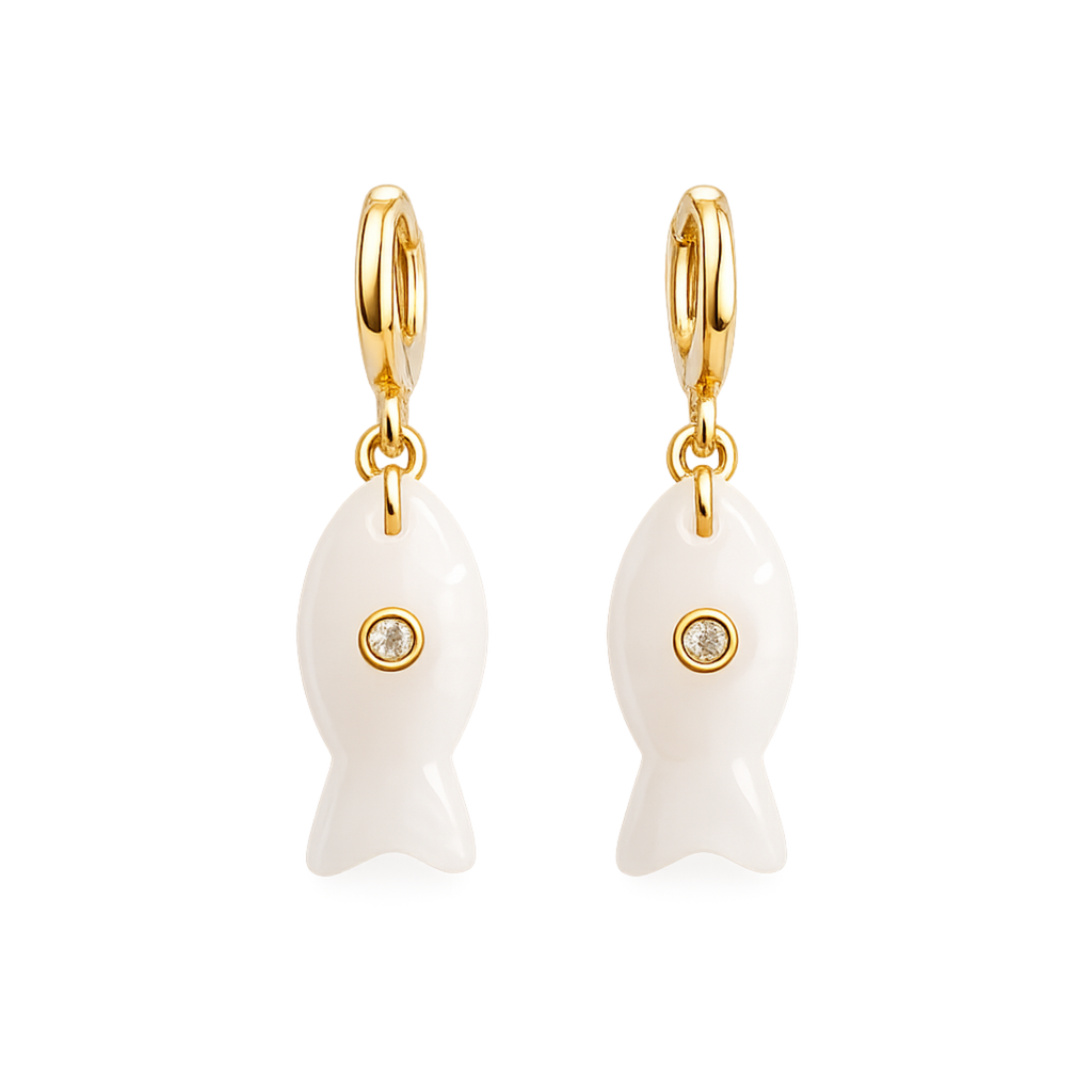 Fish Charm Hoop Earrings – Color Drop