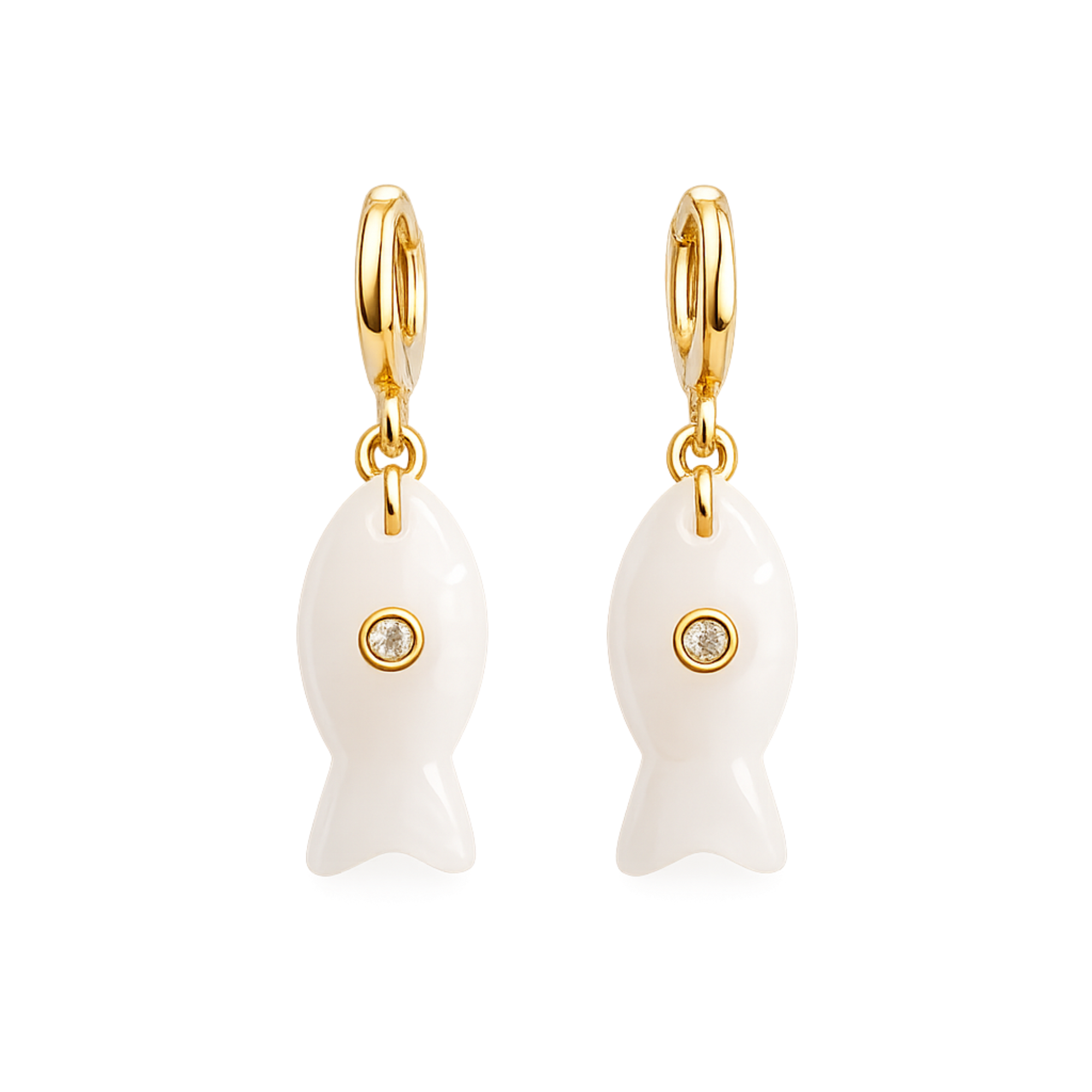 Fish Charm Hoop Earrings – Color Drop