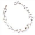 Silver Crystal Rhinestone Circle & Leaf Link Bracelet