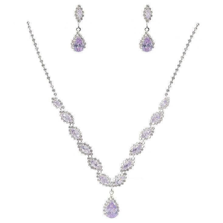 Teardrop Marquise Dangle CZ Necklace Earrings Set