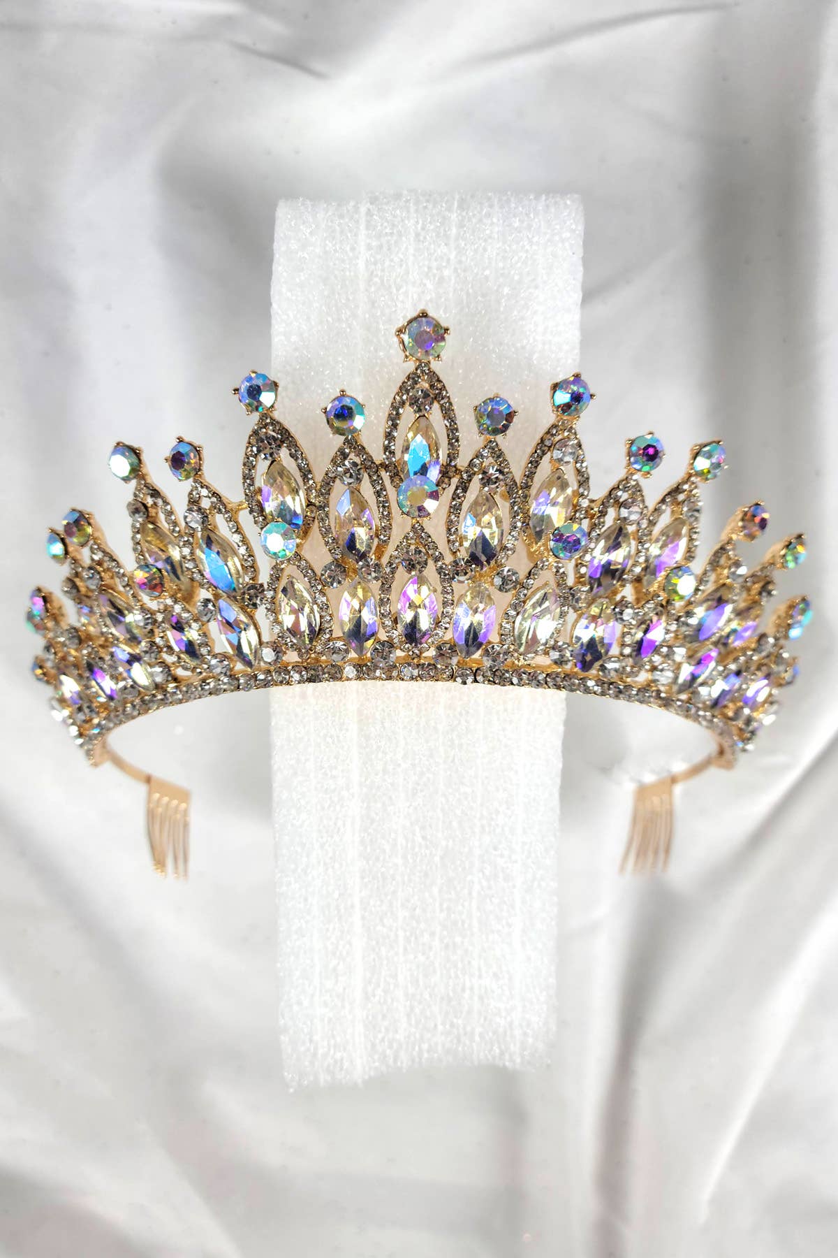 CR 158 HT974 Tiara with navy blue jewel rhinestones
