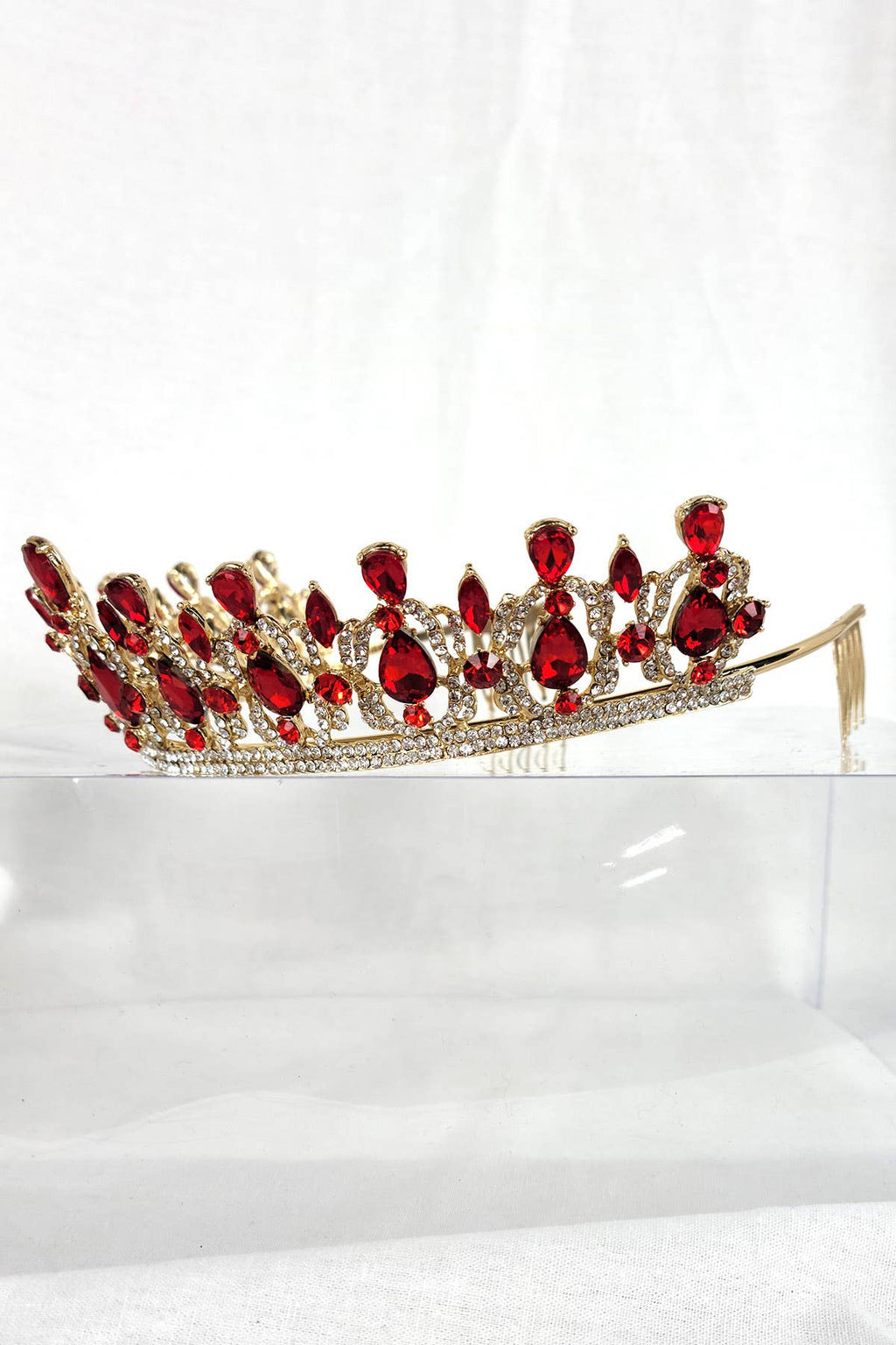 CR 165 HT939 Metal Tiara With Jewel Rhinestones.