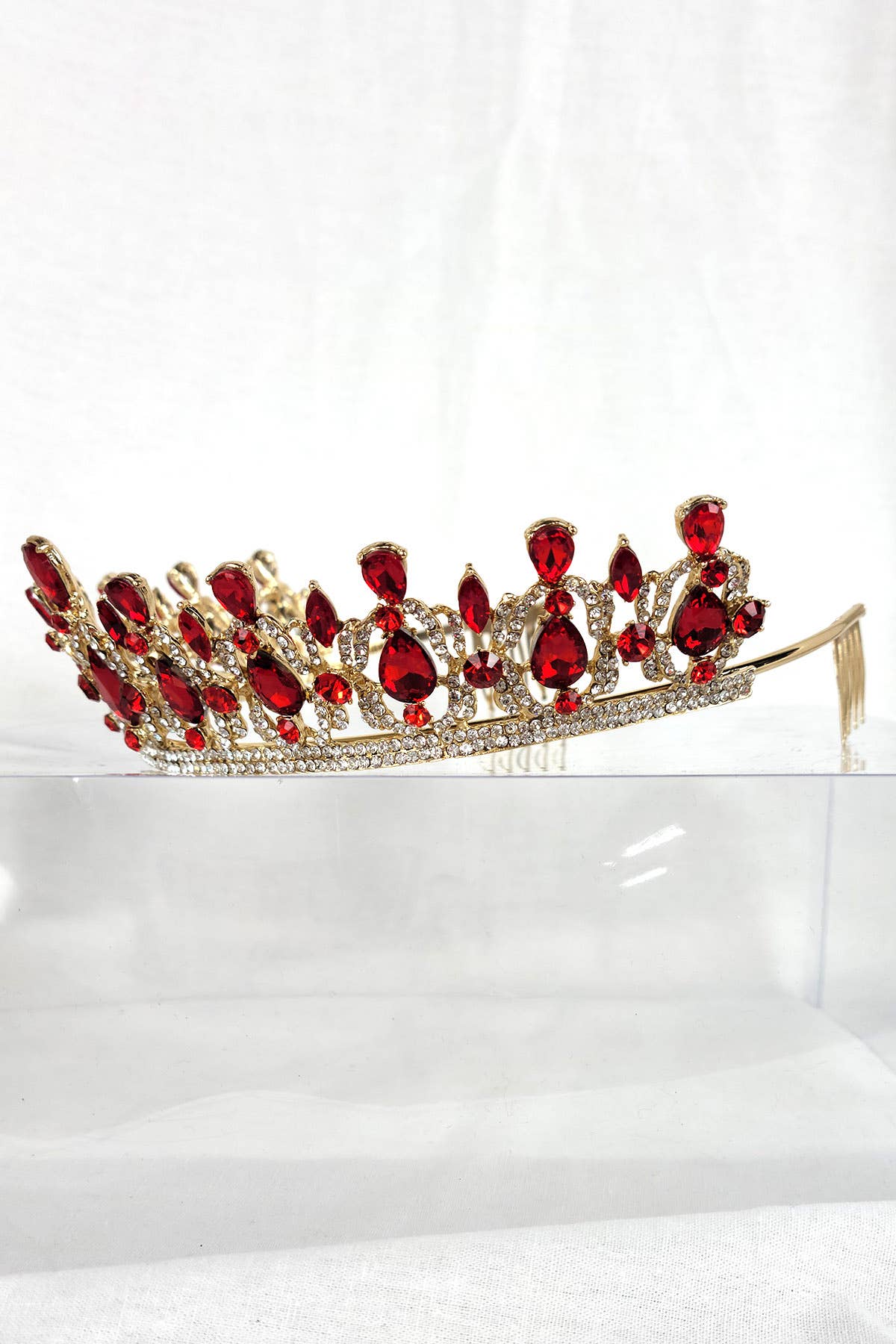 CR 165 HT939 Metal Tiara With Jewel Rhinestones.