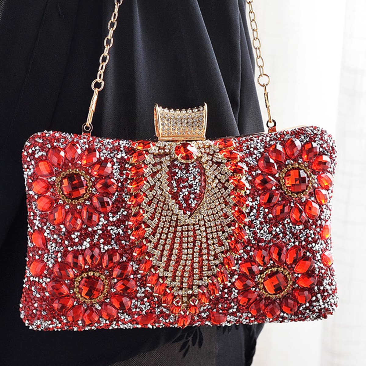 WOMEN DINNER CHAIN ONE-SHOULDER DIAMOND BAG_CWAB0597
