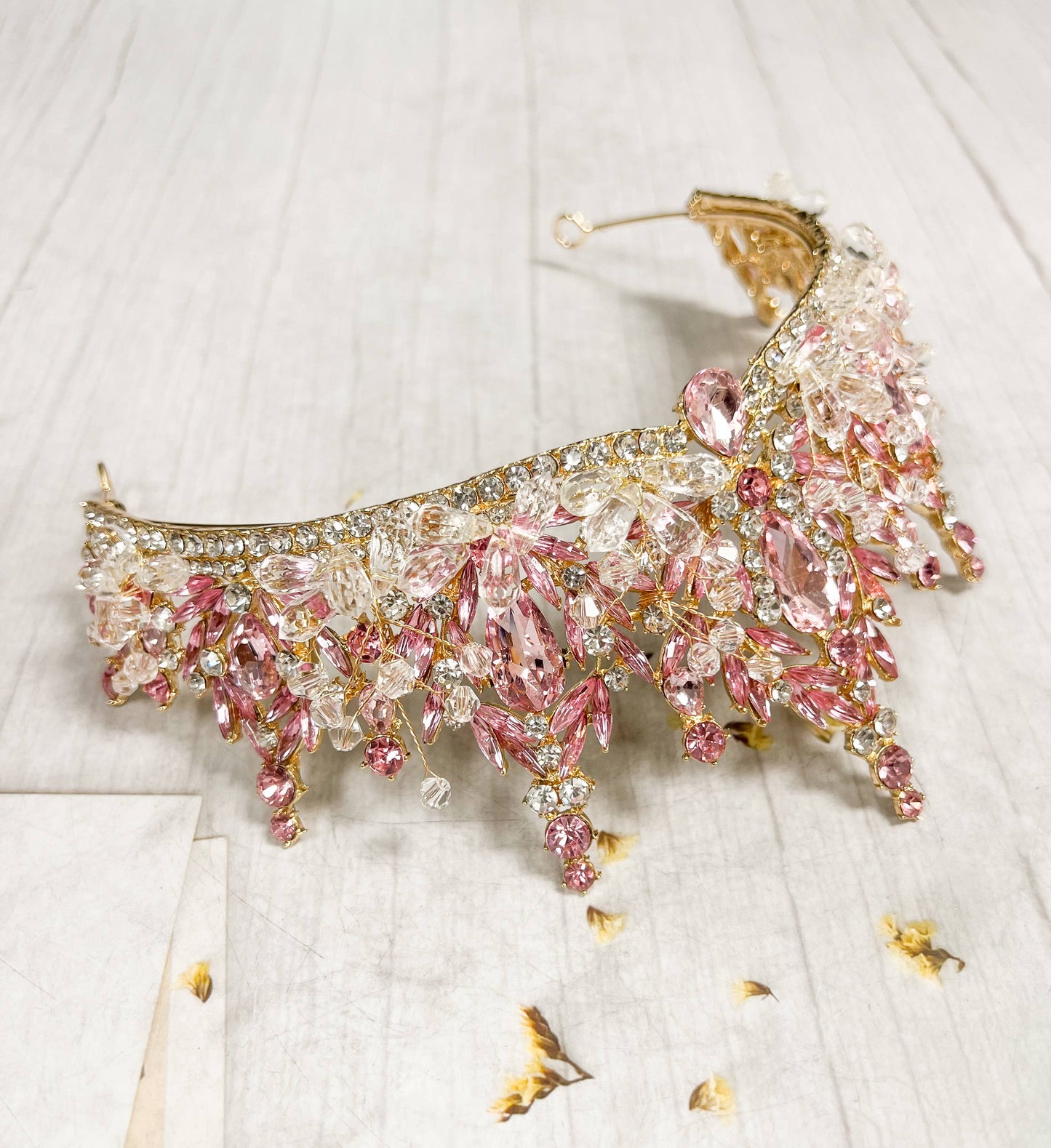 Pink Crystal crown Flower girl crown Birthday Princess tiara