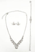 Metal Necklace, Earring, & Bracelet Set with Jewels JR3174-
