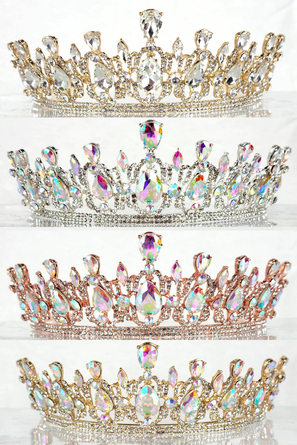 CR 165 HT939 Metal Tiara With Jewel Rhinestones.
